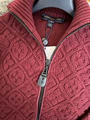 Fortok Louis Vuitton Monogram knitted zip-up jacket Burgundy - 5