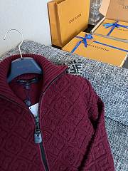 Fortok Louis Vuitton Monogram knitted zip-up jacket Burgundy - 6