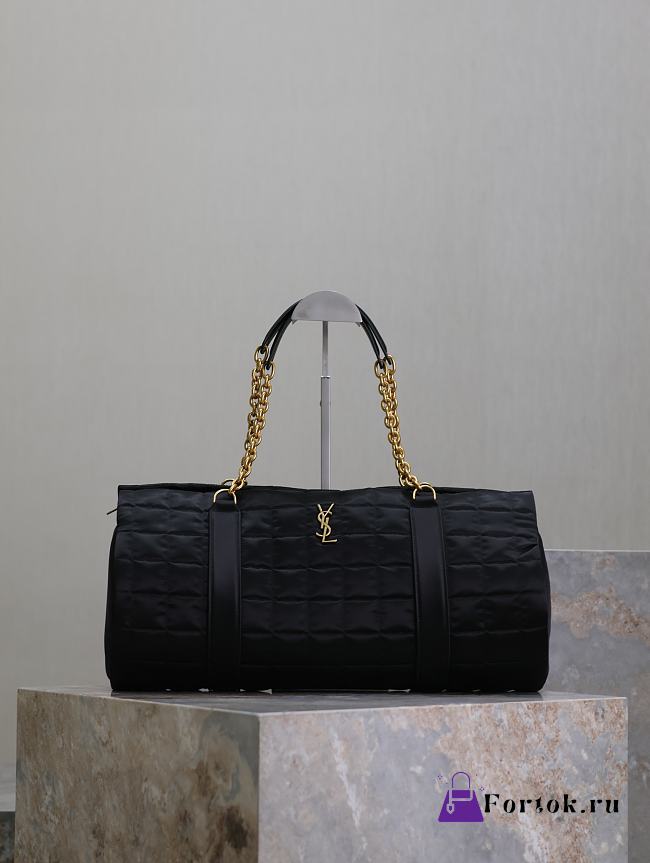 Fortok Saint Laurent Gloria Quilted Satchel Bag Black 42×18×18cm - 1