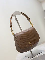 Fortok Saint Laurent Voltaire Top Handle bag in brown lizard-embossed leather 17.5×21×8cm - 4