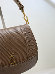 Fortok Saint Laurent Voltaire Top Handle bag in brown lizard-embossed leather 17.5×21×8cm - 2