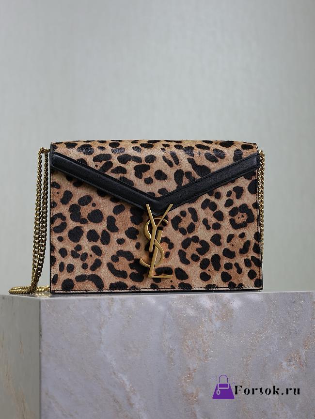 Fortok Saint Laurent Cassandra Leopard print monogram shoulder bag 22x16.5x5.5cm - 1