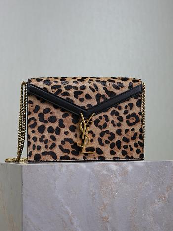 Fortok Saint Laurent Cassandra Leopard print monogram shoulder bag 22x16.5x5.5cm