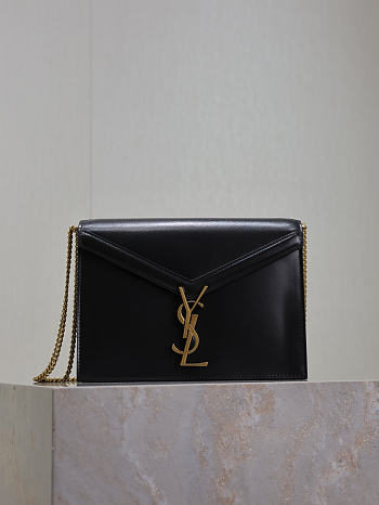 Fortok Saint Laurent Cassandra Chain Shoulder Bag Black 22x16.5x5.5cm