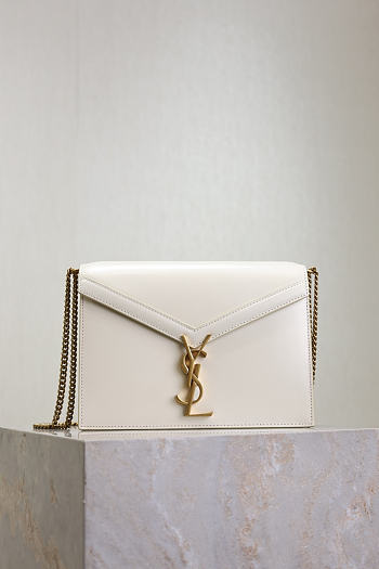 Fortok Saint Laurent Cassandra Chain Shoulder Bag White 22x16.5x5.5cm