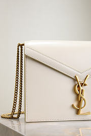 Fortok Saint Laurent Cassandra Chain Shoulder Bag White 22x16.5x5.5cm - 2