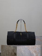 Fortok Saint Laurent Gloria Quilted Nylon Holdall/Travel Bag Black 42×18×18cm - 1
