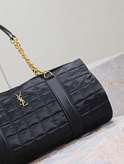 Fortok Saint Laurent Gloria Quilted Nylon Holdall/Travel Bag Black 42×18×18cm - 3