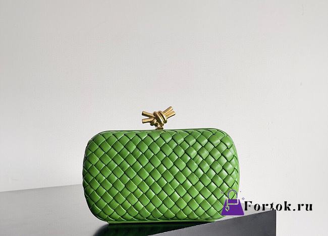 Fortok Bottega Veneta Knot clutch bag in Green woven leather 20.5*6*12.5cm - 1