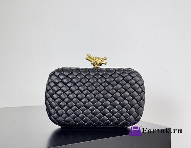 Fortok Bottega Veneta Knot clutch bag in Black woven leather 20.5*6*12.5cm - 1