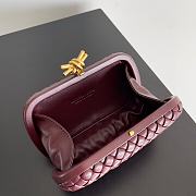 Fortok Bottega Veneta Knot clutch bag in Burgundy woven leather 20.5*6*12.5cm - 2