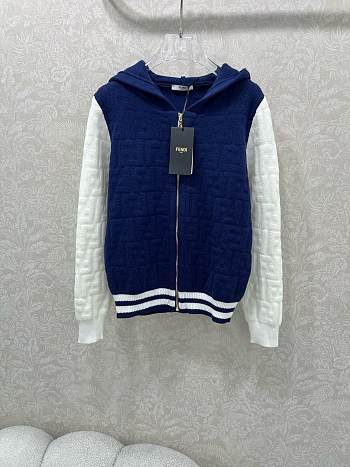 Fortok Fendi men's hooded jacket in blue and white