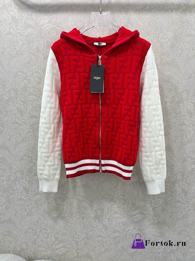 Fortok Fendi men's hooded jacket in Red and white - 1