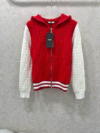 Fortok Fendi men's hooded jacket in Red and white