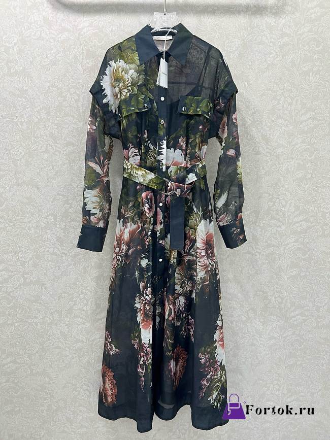 Fortok Zimmermann floral cotton sateen shirt dress Black - 1