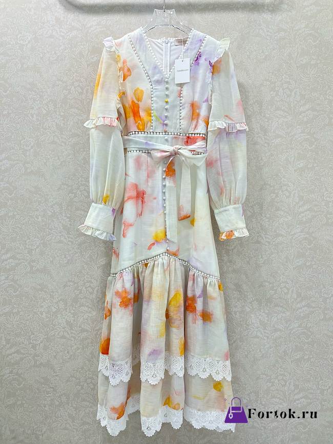 Fortok Zimmermann 2025 New V-neck Long-sleeved Lantern Dress  - 1