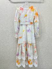 Fortok Zimmermann 2025 New V-neck Long-sleeved Lantern Dress  - 3