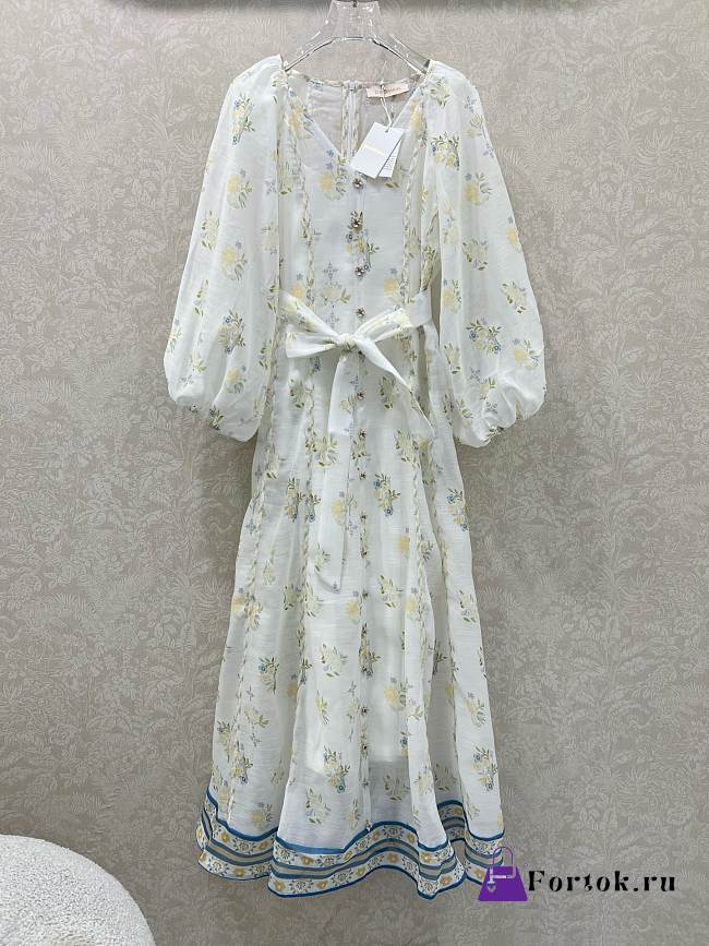 Fortok Zimmermann August belted floral-print linen midi dress - 1