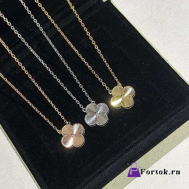 Fortok Van Cleef & Arpels Four-leaf Clover Necklace Gold/Silver/Gold Rose - 1