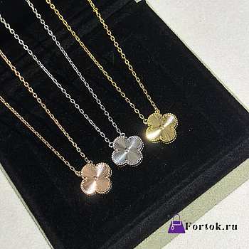 Fortok Van Cleef & Arpels Four-leaf Clover Necklace Gold/Silver/Gold Rose