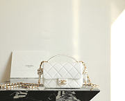 Fortok Chanel mini top handle flap bag White 18x12x6cm - 1