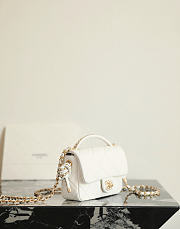Fortok Chanel mini top handle flap bag White 18x12x6cm - 6