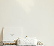 Fortok Chanel mini top handle flap bag White 18x12x6cm - 5