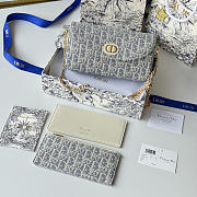 Fortok Dior Oblique Jacquard wallet and pouch set Light Blue 21.5*12*2cm  - 1