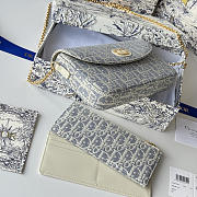 Fortok Dior Oblique Jacquard wallet and pouch set Light Blue 21.5*12*2cm  - 5