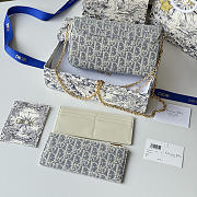 Fortok Dior Oblique Jacquard wallet and pouch set Light Blue 21.5*12*2cm  - 3