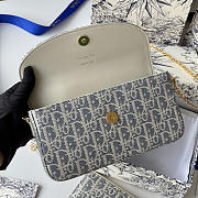 Fortok Dior Oblique Jacquard wallet and pouch set Light Blue 21.5*12*2cm  - 2