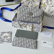 Fortok Dior Oblique Jacquard wallet and pouch set Grey 21.5*12*2cm  - 1