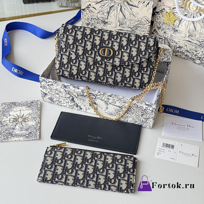 Fortok Dior Oblique Jacquard wallet and pouch set Black 21.5*12*2cm  - 1