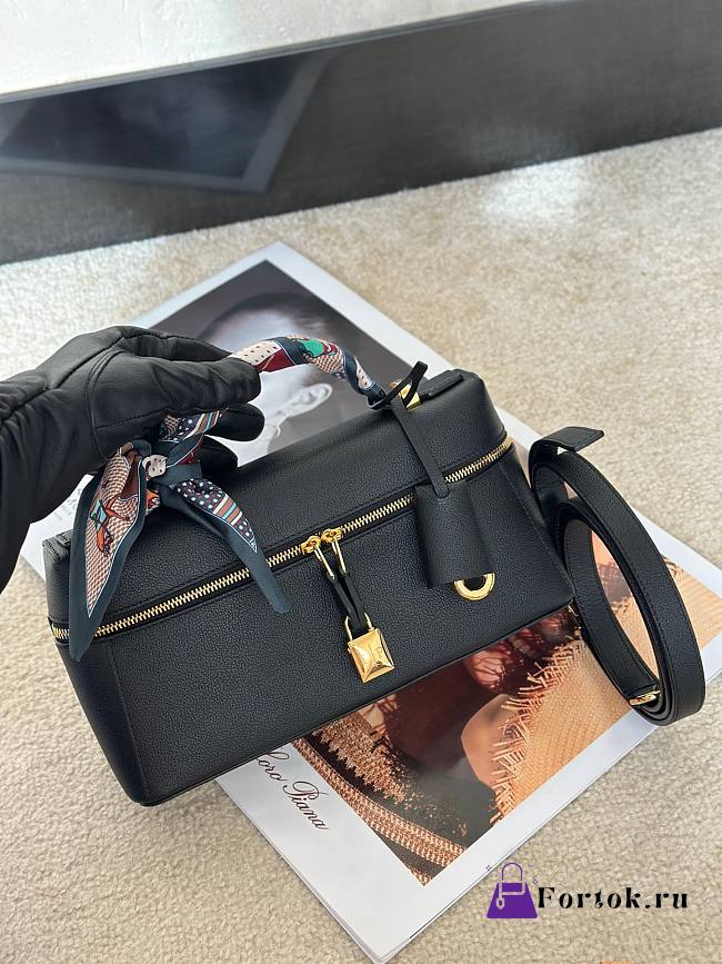 Fortok Loro Piana Extra Bag L23 Black Leather 23/8/13cm - 1