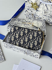 Fortok Dior Montaigne 30 Oblique Jacquard Wallet Blue 14.5*7.6cm - 4