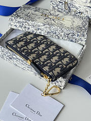 Fortok Dior Montaigne 30 Oblique Jacquard Wallet Blue 14.5*7.6cm - 2