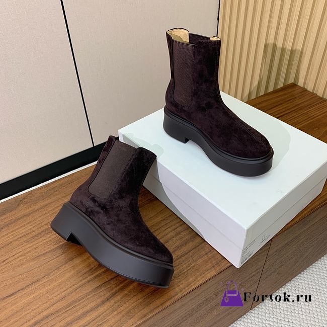 Fortok The Row Boots Suede Leather in Chocolate Brown  - 1