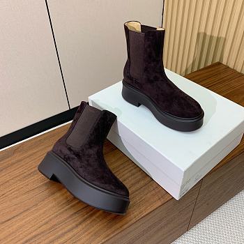 Fortok The Row Boots Suede Leather in Chocolate Brown 