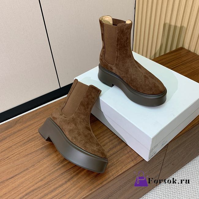 Fortok The Row Boots Suede Leather in Brown - 1