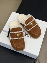 Fortok Prada Suede and Shearling Slippers in cinnamon brown  - 1