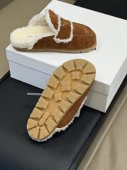 Fortok Prada Suede and Shearling Slippers in cinnamon brown  - 6
