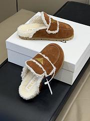 Fortok Prada Suede and Shearling Slippers in cinnamon brown  - 3