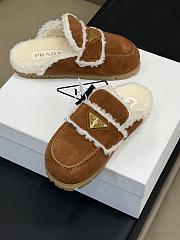 Fortok Prada Suede and Shearling Slippers in cinnamon brown  - 2