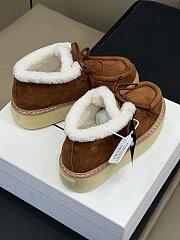 Fortok Prada Suede and Shearling Sneaker in cinnamon brown - 4