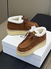 Fortok Prada Suede and Shearling Sneaker in cinnamon brown - 3
