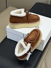 Fortok Prada Suede and Shearling Sneaker in cinnamon brown - 2