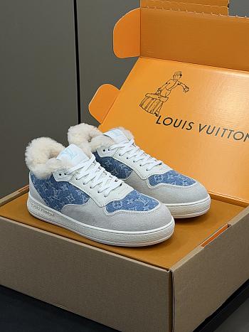 Fortok Louis Vuitton Stadium Sneaker With Fur in Denim