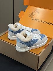 Fortok Louis Vuitton Stadium Sneaker With Fur in Denim - 4