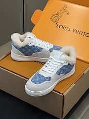 Fortok Louis Vuitton Stadium Sneaker With Fur in Denim - 3