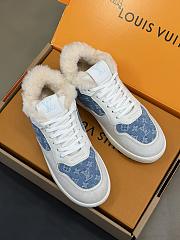 Fortok Louis Vuitton Stadium Sneaker With Fur in Denim - 2